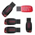 Kit 4 Pendrive Cruzer Blade 128gb 2.0 Flash Drive - Sandisk Cor Preto E Vermelho Lisa
