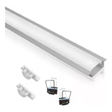Kit 4 Perfil De Led Aluminio 2m Embutir Gesso Presilhas