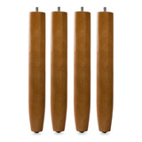 Kit 4 Pés Palito 30cm Cônico Madeira Castanho Poltrona Sofá