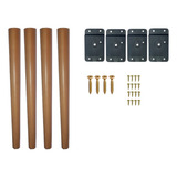 Kit 4 Pés Palito 45cm Retrô Mesa Cônico Parafuso Madeira