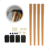 Kit 4 Pés Palito 60cm De Madeira Pés De Mesa Mesinha Redonda