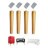 Kit 4 Pés Palito Com Chapas De Grau 25cm Para Moveis Tbc