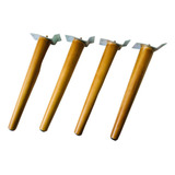Kit 4 Pés Palito Com Chapas De Grau 30cm Para Moveis Rack
