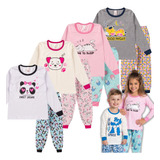 Kit 4 Pijama Infantil Manga Longa