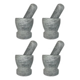 Kit 4 Pilão P C Socador Pedra Sabão Com Base Temperos