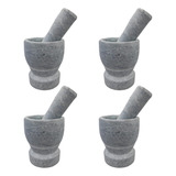 Kit 4 Pilão Socador M Pedra Sabão C Base Temperos