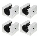 Kit 4 Pillow Block Aberto 16mm Sbr16uu Com Rolamento Linear