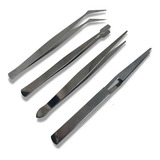 Kit 4 Pinças Reta Curva Inversa Chata Profissional Conserto