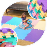 Kit 4 Placa Tatame Infantil Tapete Eva Bebe 1m Emborrachado Cor Candy Color Lisa