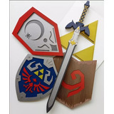 Kit 4 Placas Decorativas - 3 Escudos E 1 Espada Zelda Mdf
