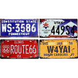 Kit 4 Placas Decorativas Metálica Aço Antiga Retrô Vintage