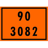 Kit 4 Placas Numerologia Laranja Onu 90 3082 Carga Perigosa