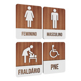 Kit 4 Placas Sinalização Fraldario pne mas fem Cinema