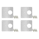 Kit 4 Placas Universais Dobradiça Aço Inox 24 Parafusos