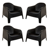 Kit 4 Poltronas De Jardim Skarpo Area Exterior Piscina Cor Preto