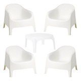 Kit 4 Poltronas Skarpo Área Exterior Jardim Piscina Mesa