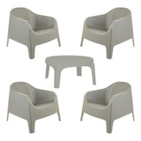 Kit 4 Poltronas Skarpo De Jardim E Piscina Mesa Puket 