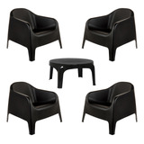 Kit 4 Poltronas Skarpo Mesa Area Exterior Jardim Piscina