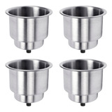 Kit 4 Porta Copos Garraf Aço Inox Embutir Barco Lancha 110mm