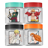 Kit 4 Pote Infantil Porta Lanche Biscoitos 550ml One Piece
