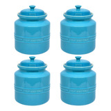 Kit 4 Potes De Biscoitos 2 4 Litros Azul Caribe Le Creuset