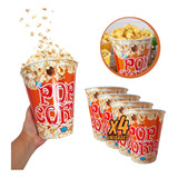 Kit 4 Potes De Pipoca Cinema 2lt Grande Copo Balde Popcorn