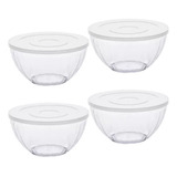 Kit 4 Potes De Plástico Com Tampa Hermético Transparente
