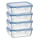 Kit 4 Potes De Vidro 1040 ML Hérmetico Marmita Vacuo Com 4 Super Travas