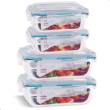 Kit 4 Potes Hermético Vidro 370ml 640ml Marmita Papinha