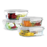 Kit 4 Potes Vidro Hermético 370ml 640ml Marmita Papinha