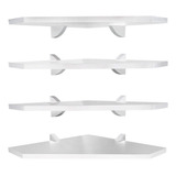 Kit 4 Prateleiras De Canto Organizadora Em Mdf 35 X 35 Cor Branco Armação Branco