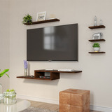 Kit 4 Prateleiras Nicho Rack Suspenso Tv Sala Quarto Cor Castanho