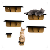 Kit 4 Prateleiras Para Gatos E 2 Degraus Gato Madeira Paraíso Do Mdf 6mm