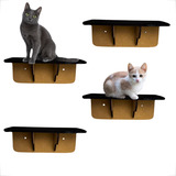 Kit 4 Prateleiras Para Gatos Em Mdf E Carpete De Parede