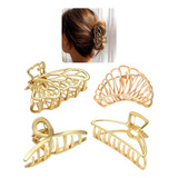 Kit 4 Presilhas De Cabelo Piranhas Metal Prendedores Moderno