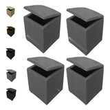 Kit 4 Puff Baú Decoração Conforto Estilo Guarda Brinquedos