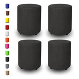 Kit 4 Puffs Banqueta Redondo Banquinho Descanso Casa Corino