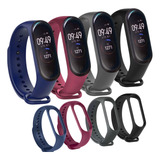 Kit 4 Pulseira Mi Band 3 E 4 Preto azul cinza vinho Marsala
