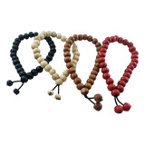 Kit 4 Pulseiras Japamala 27 Contas De Madeira