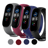 Kit 4 Pulseiras Mi Band 5 6 7 Vinho Marsala Preto Azul Cinza