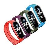 Kit 4 Pulseiras Silicone Vermelho Roxo Verde Azul Claro Compatível Com Mi Band 5 6 FIT IT 