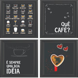 Kit 4 Quadrinhos Cantinho Do Café