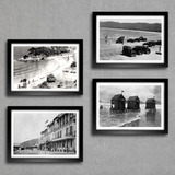 Kit 4 Quadros Decorativos Cidade Guarujá Retrô Praia Santos