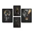 Kit 4 Quadros Mulheres Negras Gold  Quarto Sala Escritório
