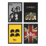 Kit 4 Quadros The Beatles Em