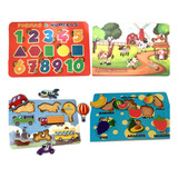 Kit 4 Quebra Cabeça Infantil Encaixe Em Mdf Educativo