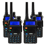 Kit 4 Rádio Comunicador Ht Dual Band Haiz Uv 5r Fm Fone Ptt