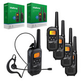 Kit 4 Rádio Comunicador Intelbras Rc4002 Com Fone Ouvido Vox Bandas De Freq ência Uhf Cor Preto
