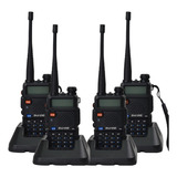 Kit 4 Radios Comunicador Dual Band Baofeng Uv 5r Vhf Uhf