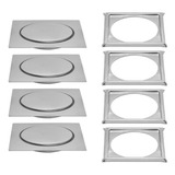 Kit 4 Ralos Click Quadrado Up Inox 10x10 Cm 4 Porta Grelha